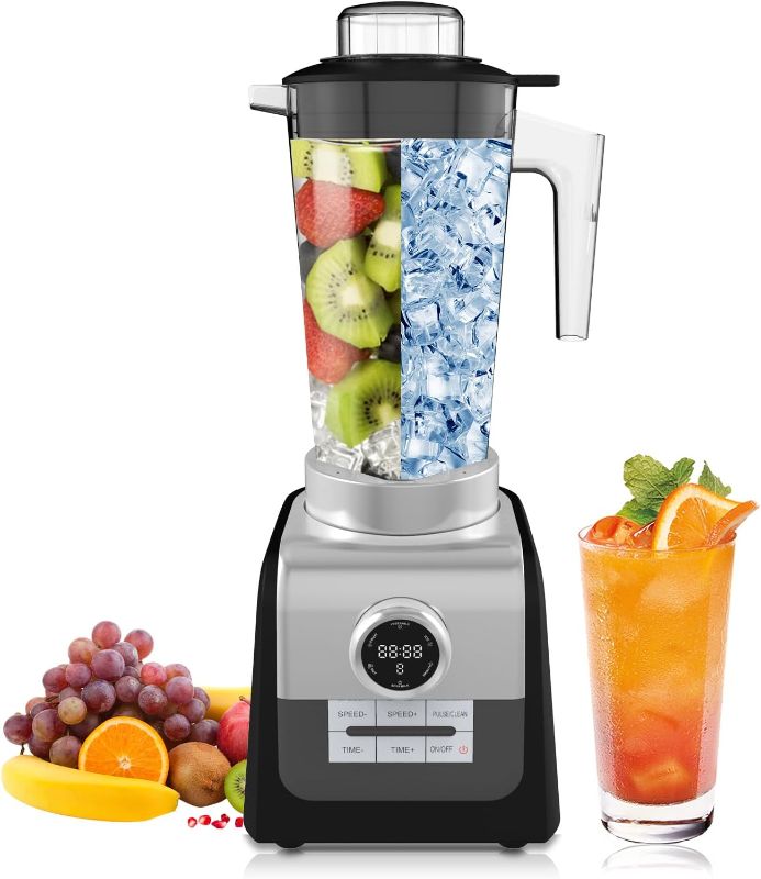 Photo 1 of ***USED - MISSING PARTS, INCLUDING LID - DAMAGED - SEE PICTURES - DOESN'T TURN ON - UNABLE TO TROUBLESHOOT***
bathivy 1300W Professional Countertop Blender, 72 oz Pitcher Blender for Smoothies, 6 Program Food Processing Blender, 30000 RPM Home Commercial 