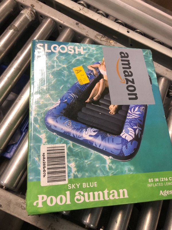 Photo 1 of *PREVIOUSLY OPENED* Sloosh Inflatable Tanning Pool Lounger Float for Adults, 85" x 57" Extra Large Suntan Tub Pool Floats Sun Tan Tub Ice Bath Tub Tanning Bed Blow up Pool Raft Lounge Floatie, XL-Dark Blue X-Large Dark Blue