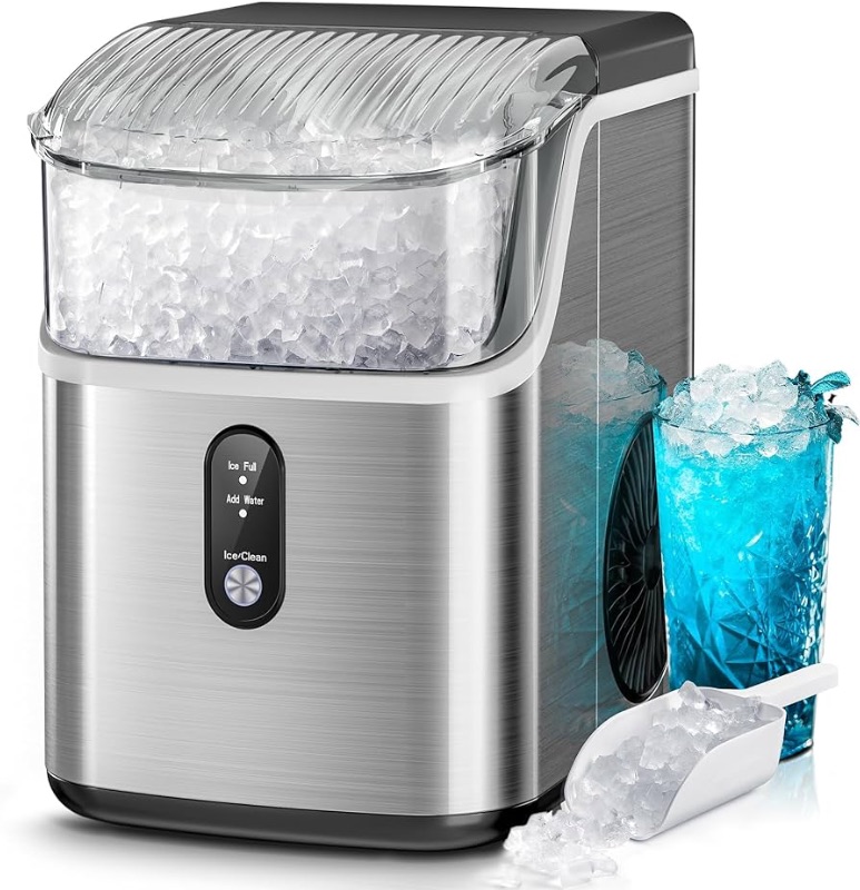 Photo 1 of **MINOR DAMAGE**  Kismile Nugget Ice Makers Countertop,Pebble Ice Maker Machine with Chewable Ice, 35lbs/Day,One-Click Operation,Self-Cleaning Countertop ice Machine,Pellet Ice Maker Countertop for Home/Kitchen/Office