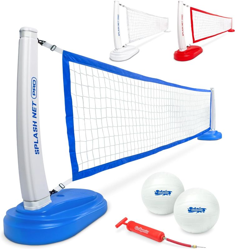 Photo 1 of ***STOCK PHOTO REFERENCE ONLY***GoSports Splash Net PRO Pool Volleyball Net - Includes 2 Water Volleyballs and Pump - Blue
