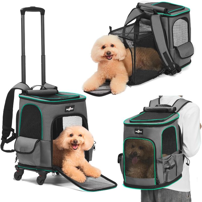 Photo 1 of (similar to stock photo)
dog/Cat Carrier Backpack with Wheels, Expandable Rolling Pet Carrier with Breathable Mesh, Removable Cat Dog Backpack Carrier 