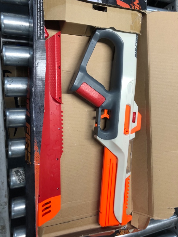 Photo 4 of ***USED - MISSING CHARGING HANDLE - UNABLE TO TEST***
Nerf Pro Gelfire Ghost Bolt Action Blaster, Removable Boost Barrel, 5000 Gel Rounds, 100 Round Integrated Hopper, Eyewear, Ages 14 & Up