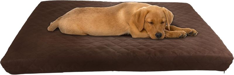 Photo 1 of (STOCK PHOTO FOR SAMPLE) - Memory Foam Pet Bed- Indoor/Outdoor Dog Bed with Water Resistant Non Slip Bottom and Removeable Washable Cover, 36 x 27 by PETMAKER -Brown