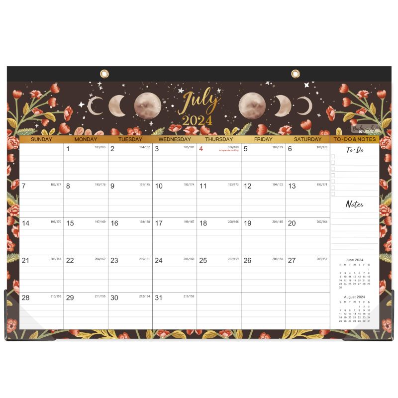 Photo 1 of **NON-REFUNDABLE BUNDLE OF 2** 2024-2025 Desk Calendar - 18 Monthly Desk/Wall Calendar, July 2024 - December 2025, 16.8" x 12", Thick Paper with Corner Protectors, Large Ruled Blocks - The Moon