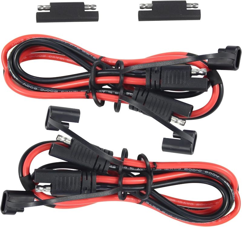 Photo 1 of [2 Pack] KUNCAN SAE to SAE Extension Cable - DC Power Heavy Duty 12AWG 2 Pin Quick Disconnect Wire Harness with Waterproof Cover 3FT