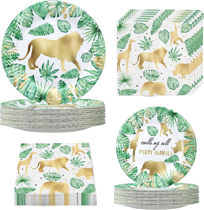 Photo 1 of (STOCK PHOTO FOR SAMPLE ONLY) - Gold Safari Party Favors Gold Safari Themed Birthday Party Supplies (PLATES+NAPKINS)