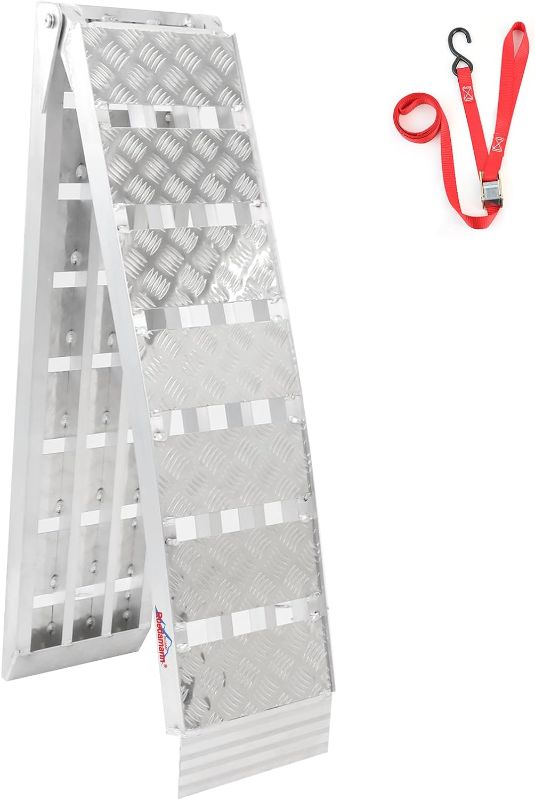 Photo 1 of (STOCK PHOTO FOR SAMPLE) - Ruedamann 7.5'L × 11" W Folding Loading Ramp, 1500 lbs Capacity, Heavy-Duty Aluminum Portable ATV UTV Ramp/Motorcycle Ramp/Truck Ramp for Dirt Bikes,Carts,Trucks,Lawn Mowers,Snow Blowers Pickup,1 PC