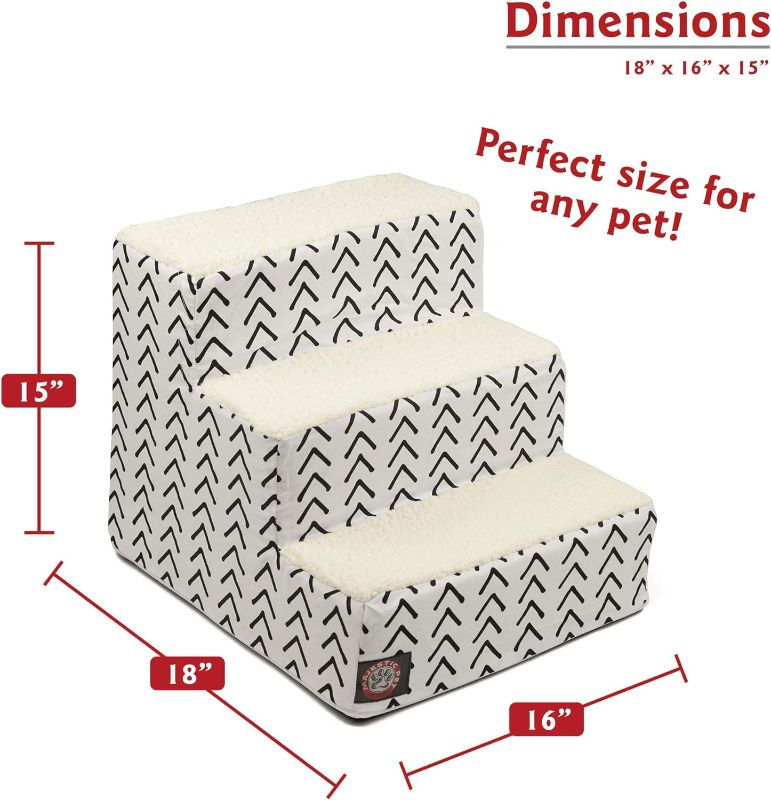 Photo 1 of ***USED - DIRTY - NO PACKAGING***
Majestic Pet 3 Step Portable Dog Stairs for Small Dogs to get on Bed Supports 25 lbs or Less – Dog Steps for High Bed with Machine Washable Cover – Pet Stairs for Cats Boho Arrow White/Black