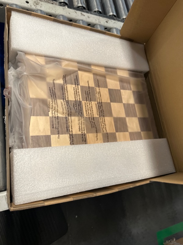 Photo 2 of AMEROUS 15" x 15" Wooden Chess & Checkers Set with Built-in Storage Drawers / Weighted Chess Pieces