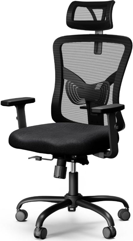 Photo 1 of NOBLEWELL Ergonomic Office Chair, Desk Chair with 2'' Adjustable Lumbar Support, Headrest, 2D Armrest, Office Chair Backrest 135° Rocking Relaxation, Computer Chair for Home Office