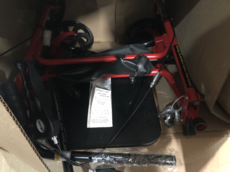 Photo 2 of **NONREFUNDABLE**FOR PARTS OR REPIR**SEE NOTES**
Drive Medical 10257RD-1 Four Wheel Rollator with Fold Up Removable Back Support, Red