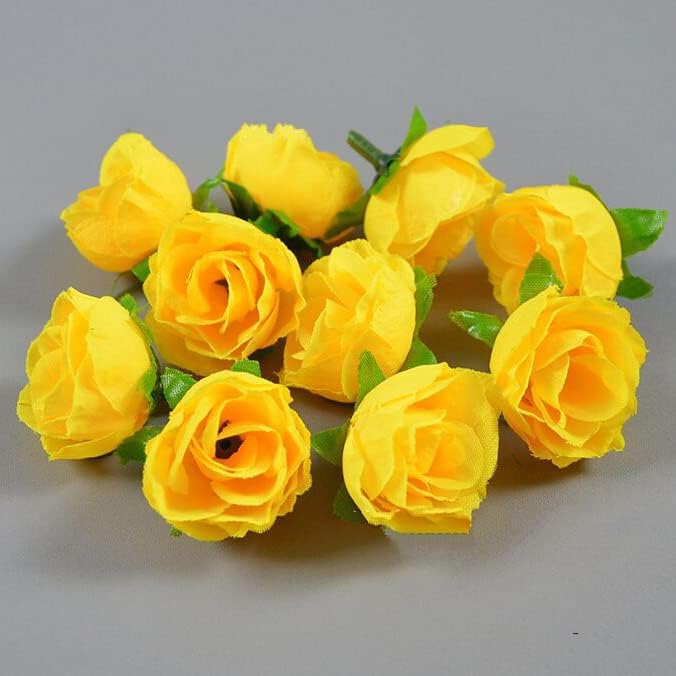 Photo 1 of  Yellow Roses Artificial Flowers Bulk, 1.18" Small Silk Fake Roses Flower Heads for Decoration, Crafts, Wedding Centerpieces Bridal Shower Party Home Decor (Yellow)