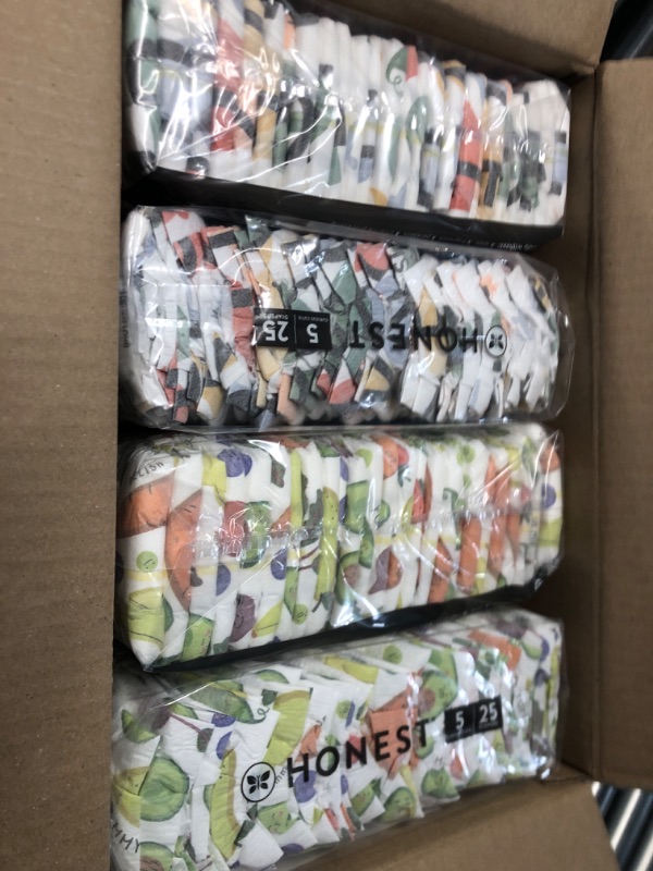 Photo 2 of The Honest Company Clean Conscious Diapers | Plant-Based, Sustainable | So Delish + All the Letters | Super Club Box, Size 5 (27+ lbs), 100 Count Size 5 (100 Count) So Delish + All the Letters