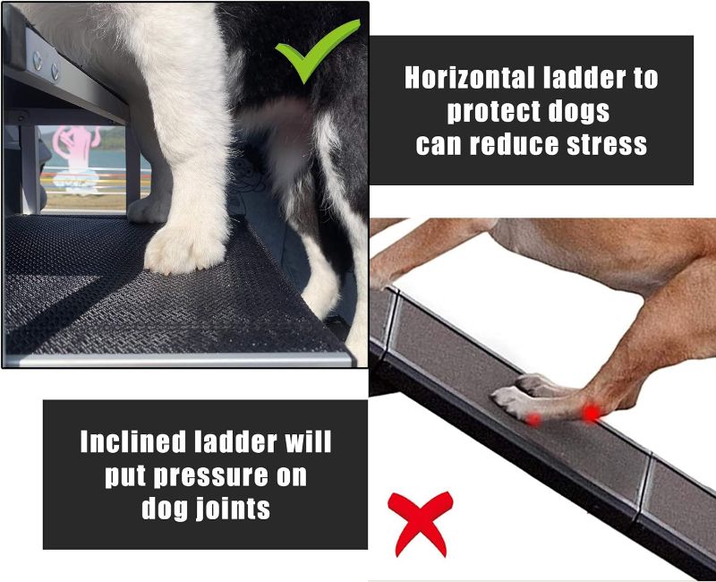 Photo 3 of (READ FULL POST)5 Steps Dog Ramps for Large Dogs Sturdy and Lightweight Dog Stair Aluminum Foldable Dog Ramp Ladder with Nonslip Surface (BLACK/GREY) 