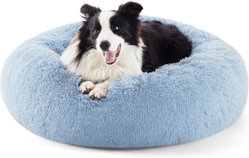 Photo 1 of (STOCK PHOTO FOR SAMPLE ONLY) - Bedsure Calming Dog Bed for Large Dogs - WHITE/BLUE