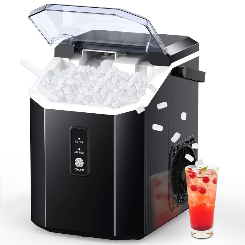 Photo 1 of  Nugget Ice Maker, Portable Nugget Ice Maker Machine with Handle, Ice Makers Countertop Self-Cleaning, with Ice Scoop & Basket