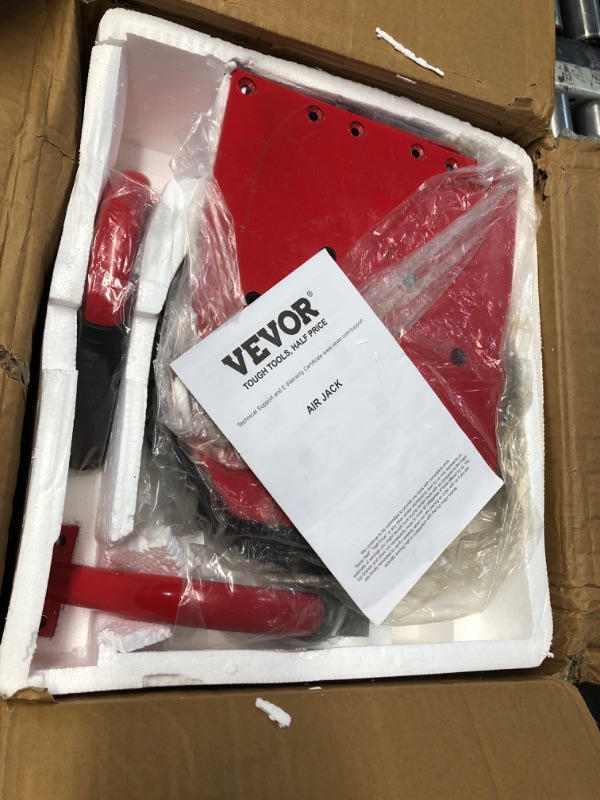 Photo 2 of VEVOR Air Jack, 3 Ton/6600 lbs Triple Bag Air Jack, Airbag Jack with Six Steel Pipes, Lift up to 17.7 inch/450 mm, 3-5 s Fast Lifting Pneumatic Jack, with Side Handles for Car, Garage, Repair (Red) Short Handle