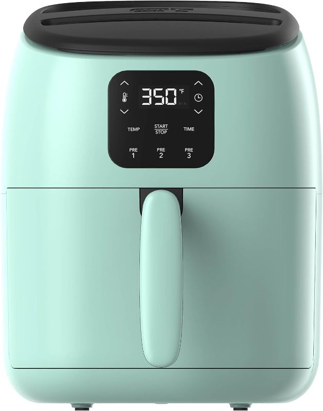 Photo 1 of ***USED - LIKELY MISSING PARTS - UNABLE TO VERIFY FUNCITONALITY***
DASH Tasti-Crisp™ Electric Air Fryer Oven, 2.6 Qt., Aqua – Compact Air Fryer for Healthier Food in Minutes, Ideal for Small Spaces - Auto Shut Off, Digital, 1000-Watt