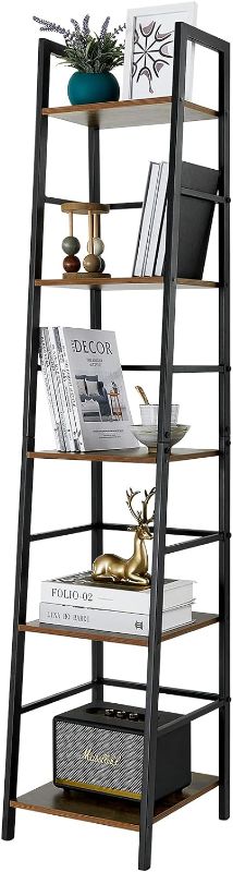 Photo 1 of ***PARTS ONLY******NON REFUNDABLE***
Bookshelf, 5-Tier Narrow Ladder Shelf Bookcase with Metal Frame, Tall Skinny Shelf for Living Room Kitchen