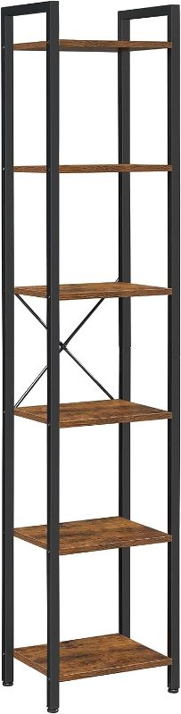 Photo 1 of (see images)VASAGLE 6-Tier Tall Bookshelf, Narrow Bookcase with Steel Frame, Skinny Book Shelf for Living Room