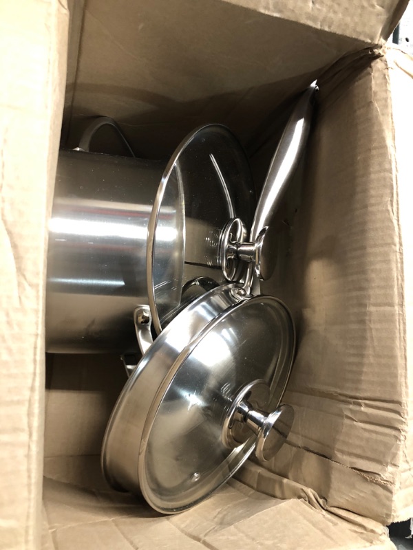 Photo 3 of ***USED - DAMAGED - HANDLE BROKEN - SEE PICTURES***Pots and Pans, Stainless Steel Pots And Pans Set of 3