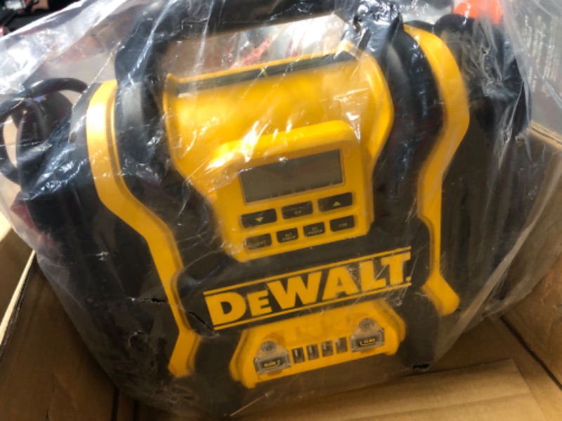 Photo 2 of DEWALT DXAEPS14 1600 Peak Battery Amp 12V Automotive Jump Starter/Power Station with 500 Watt AC Power Inverter, 120 PSI Digital Compressor, and USB Power , Yellow