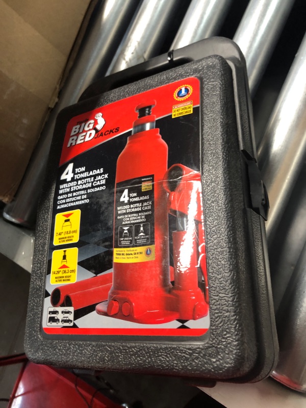 Photo 2 of **NEW** Torin T90413 Big Red Hydraulic Bottle Jack with Carrying Case, 4 Ton (8,000 lb) Capacity 4 Ton (8,000 LBs) w/ Storage Case