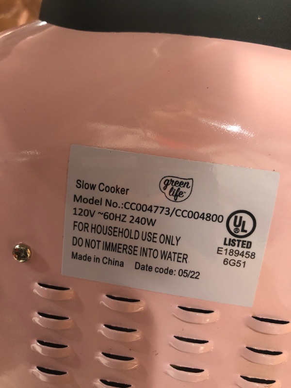 Photo 4 of GreenLife Cook Duo Healthy Ceramic Nonstick 6QT Slow Cooker, PFAS-Free, Digital Timer, Dishwasher Safe Parts, Soft Pink 6QT Slow Cooker PFAS-Free Soft Pink