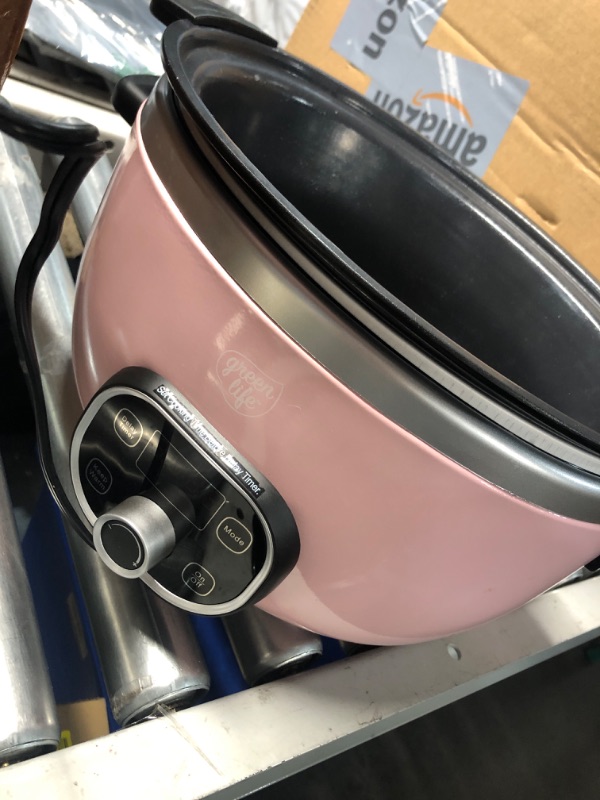 Photo 3 of GreenLife Cook Duo Healthy Ceramic Nonstick 6QT Slow Cooker, PFAS-Free, Digital Timer, Dishwasher Safe Parts, Soft Pink 6QT Slow Cooker PFAS-Free Soft Pink