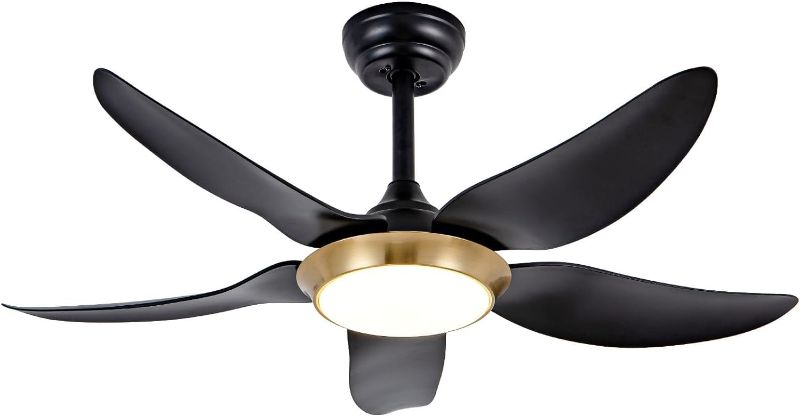 Photo 1 of **STOCK IMAGE IS A REFERENCE ONLY** Ceiling Fans with Lights Black with Remote & APP Control, 6-Speed Reversible DC Motor w/ 5 Propeller Blades Dimmable LED with CCT Ideal for Bedroom, Living Room, Entryway, Patio