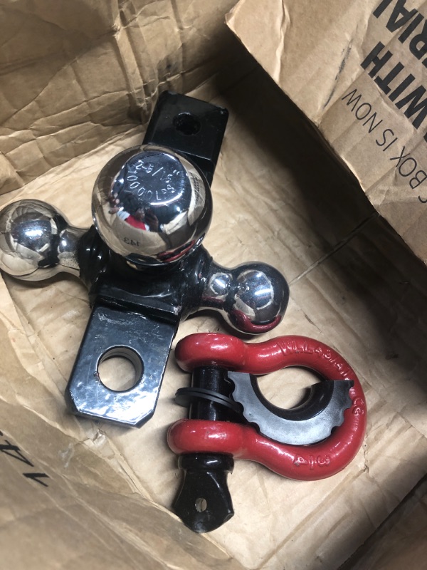 Photo 1 of Ayleid Trailer Hitch Tri-Ball Mount with Hook&Pin&Rotatable Tow Shackle,Fits 2-in Receiver with 1-7/8-in,2-in,2-5/16-in Hitch Ball (C-Adjustable with Shackle)