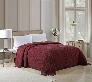 Photo 1 of (used item)(see images) Beatrice Home Fashions Medallion Chenille Bedspread, King, Burgundy
