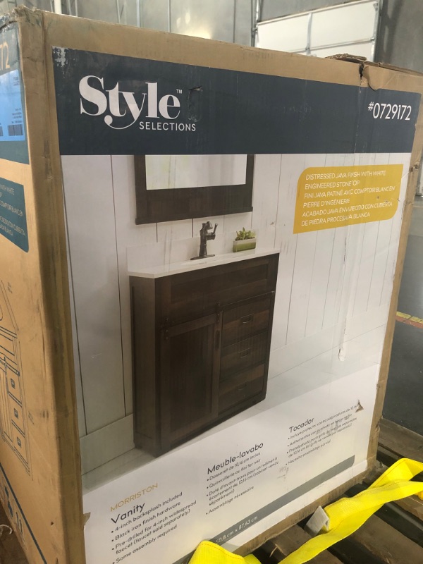 Photo 2 of **NEW** Style Selections Morriston 30-in Distressed Java Undermount Single Sink Bathroom Vanity with White Engineered Stone Top
