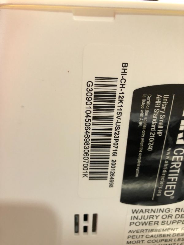 Photo 4 of ***USED - INDOOR UNIT ONLY - SEE PICTURES - NO OUTDOOR UNIT - UNABLE TO TEST***
BHI 12,000 BTU 115-Volt, 19 SEER2,600-Sq-Ft Ductless Mini Split Air Conditioner with Heat Pump