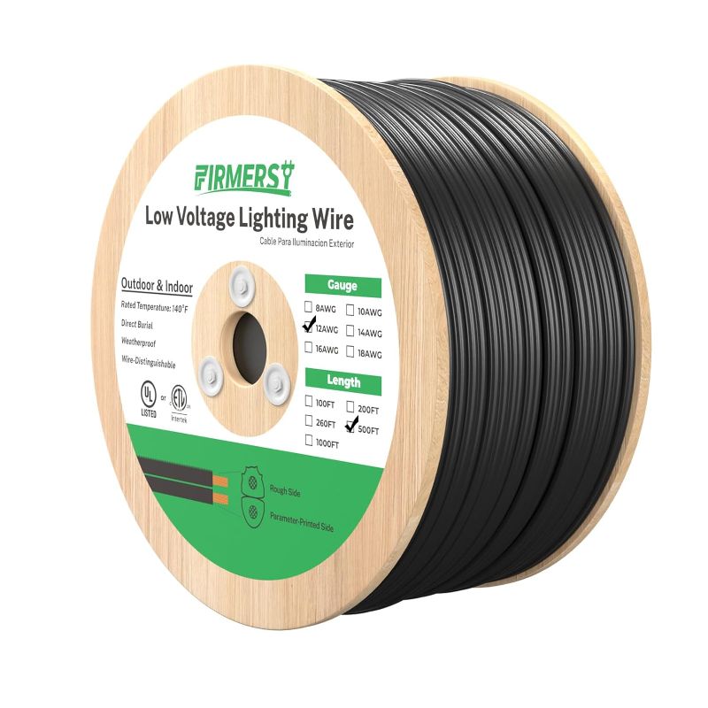 Photo 1 of FIRMERST 12/2 Low Voltage Landscape Wire Outdoor Lighting Cable 500 Feet – 12-Gauge 2-Conductor
