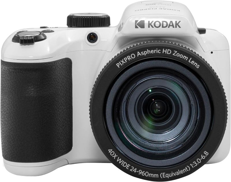 Photo 1 of KODAK PIXPRO AZ405-WH 20MP Digital Camera 40X Optical Zoom 24mm Wide Angle Lens Optical Image Stabilization 1080P Full HD Video 3" LCD Vlogging Camera (White), Full Frame
