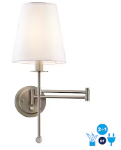 Photo 1 of allen + roth Zooey 8-in W 1-Light Brushed Nickel Wall Sconce
