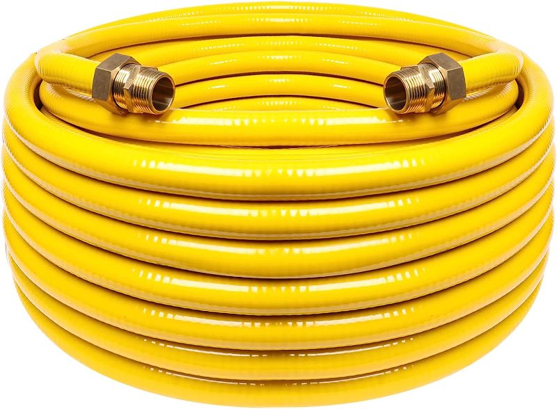 Photo 1 of 70ft 1/2'' Flexible Gas Line, CSST Corrugated Stainless Steel Tubing Pipe Kit, Natural Gas Line Propane Pipe Conversion Kit Grill Hose with 2 Male Adapter Fittings (70ft 3/4'')
