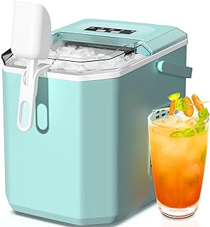 Photo 1 of ***USED - POWERS ON - UNABLE TO TEST FURTHER - MISSING SCOOP***
ZAFRO Countertop Ice Maker,Portable Ice Machine with Carry Handle,Self-Cleaning,Basket and Scoop,9 Cubes in 6 Mins,26.5lbs/24Hrs,2 Sizes of Bullet Ice,for Home,Kitchen,Party,Black,Green