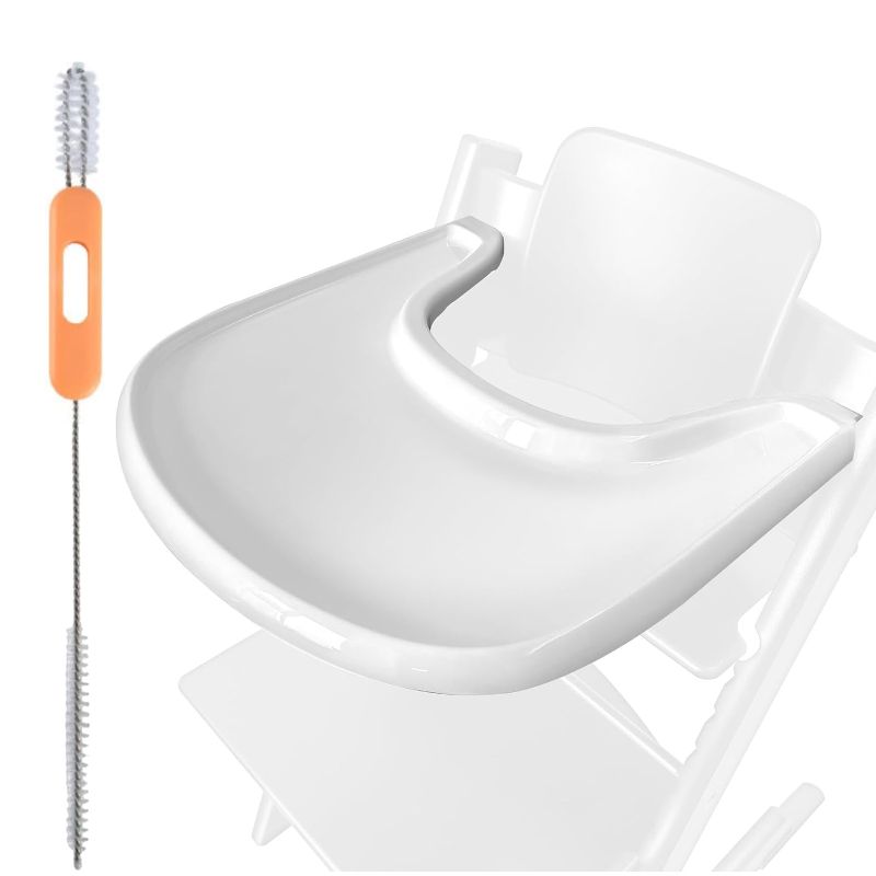 Photo 1 of High Chair Tray Compatible with Stokke Tripp Trapp Chair, Stronger Suction Surface Tray with Brush Designed to Clean The Bottom of Tray