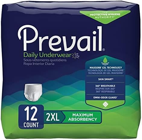 Photo 1 of **1 PACK**  Adult Absorbent Underwear Prevail Pull on 2X-Large Disposable Heavy Absorbency, 12 pcs/pk