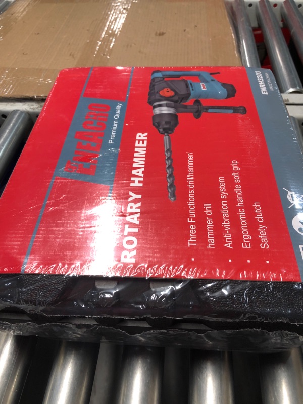 Photo 2 of **NEW** ENEACRO 1-1/4 Inch SDS-Plus 12.5 Amp Heavy Duty Rotary Hammer Drill, Safety Clutch 3 Functions with Vibration Control Including Grease, Chisels and Drill Bits with Case