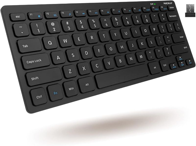 Photo 1 of **MISSING A KEY**  Macally 2.4G Small Wireless Keyboard - Ergonomic & Comfortable Computer Keyboard - Ultra Slim Compact Keyboard for Laptop or Windows PC, Tablet, TV - Plug & Play External Mini Keyboard Wireless USB