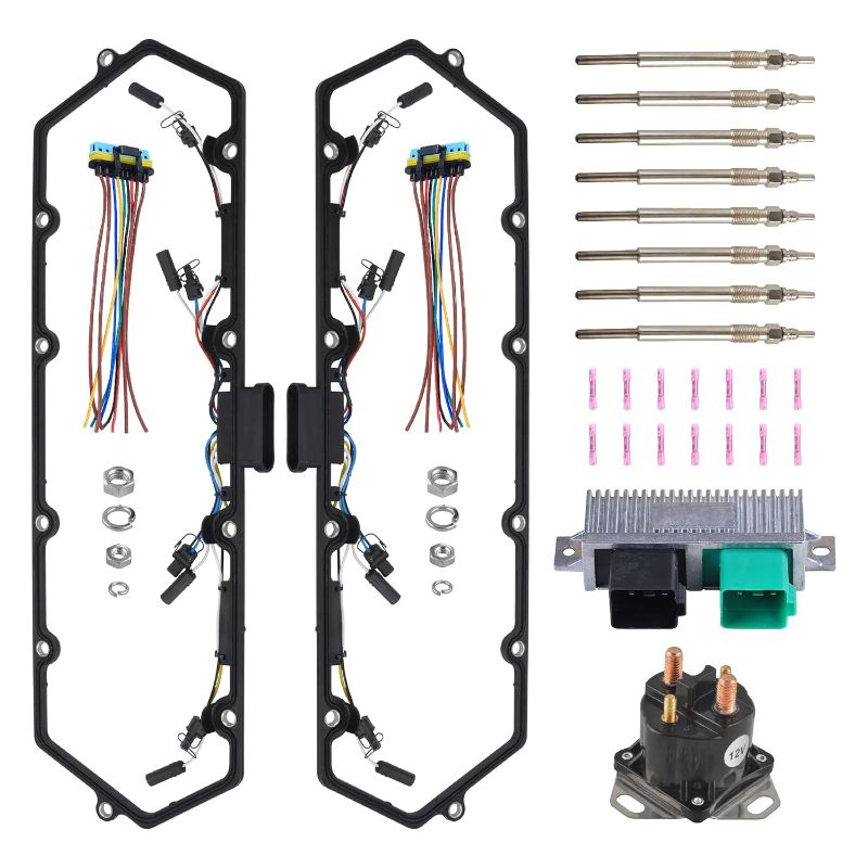 Photo 1 of (NON-REFUNDABLE) GESEXI Valve Cover Gasket Kit with 8 Glow Plugs & BK Relay & Inner Injector Glow Plug Harness & Controller Compatible with 7.3L Ford Diesel Powerstroke 1994-1997 7.3L 94-97 Ford Kit