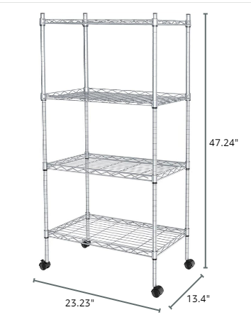 Photo 3 of (NON-REFUNDALBE) JS HANGER Wire Shelving Unit, 4-Tier Heavy Duty Height Adjustable Rolling Metal Shelves for Storage, 440 lbs Capacity, 23.23''W X 13.4''D X 47.24''H, Silver 4-tier Silvery