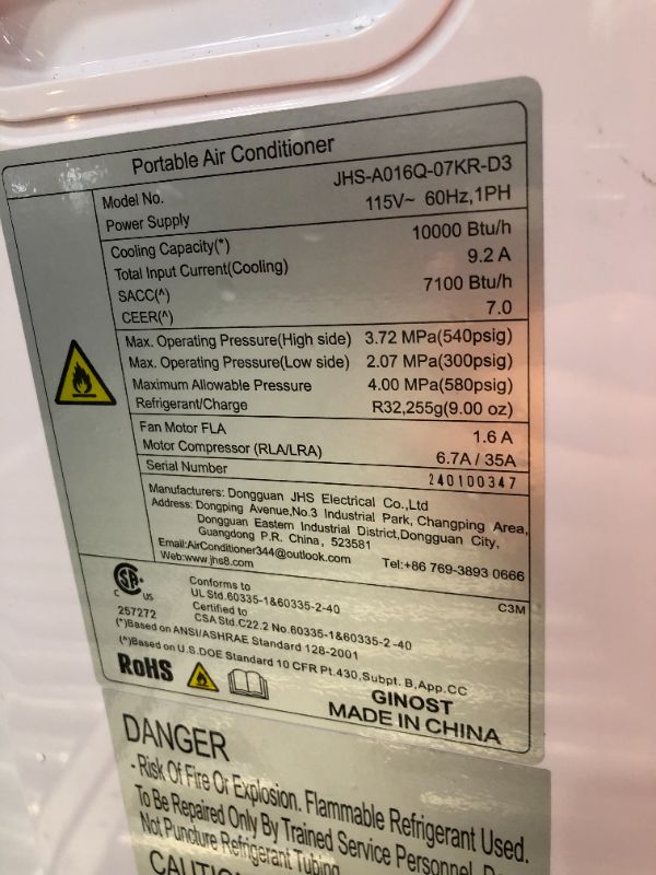 Photo 3 of ***USED - DAMAGED - SIDE PANEL BREAKING OFF - SEE PICTURES - UNABLE TO TEST***
Portable Air Conditioners, 10000 BTU Air Conditioner Portable for Room up to 450 Sq. Ft., 3-in-1 Portable AC Unit with Digital Display, Remote Control, Window Installation Kit,