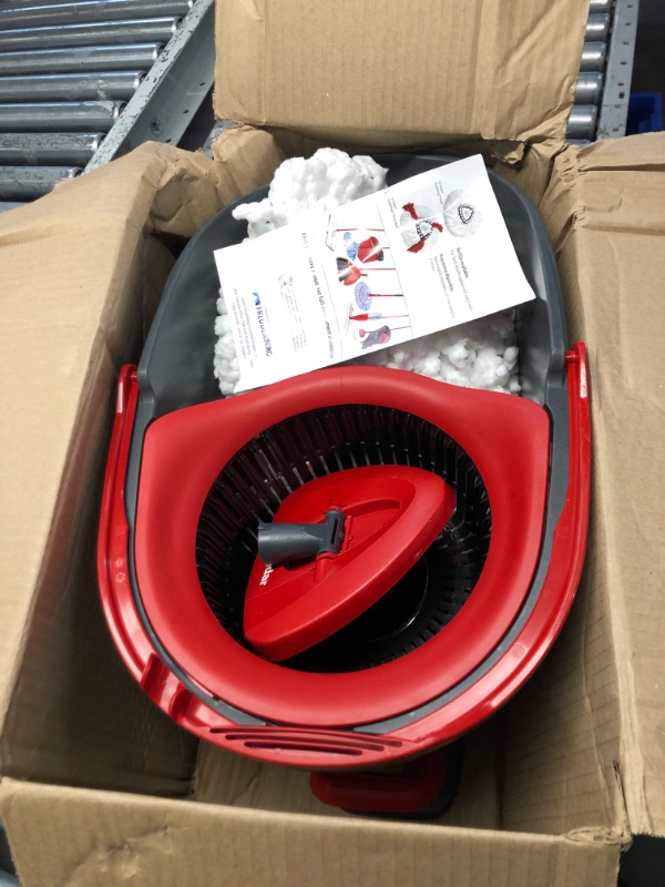 Photo 2 of **FOR PARTS (NON REFUNDABLE)**
O-Cedar EasyWring Microfiber Spin Mop, Bucket Floor Cleaning System, Red, Gray Spin Mop & Bucket