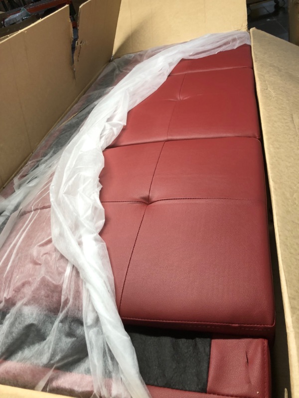 Photo 2 of ***SEE NOTES*** 
AWQM Upholstered Sectional Couches for Living Room, L Shape Modular Sofa Set with Storage Ottoman & Chaise, PU Leather Living Room Furniture Couch Sets, Comfy Oversized Corner Sofa Couch Red Left Chaise