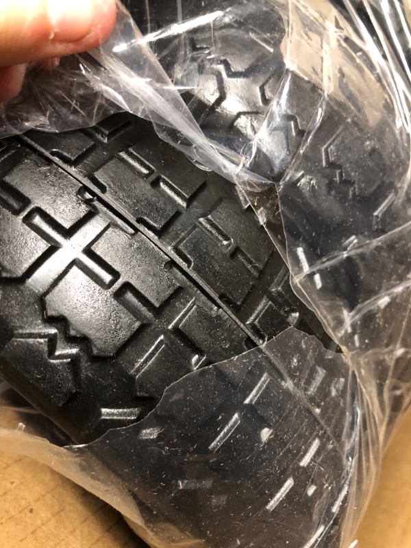 Photo 3 of (4-Pack) 10‘’ Replacement Tire for Gorilla Cart - Solid Polyurethane Flat-Free Tire and Wheel Assembly - 3” Wide Tires with 5/8 Axle Borehole and 2.1” Hub 10" Wheels-4 Pack