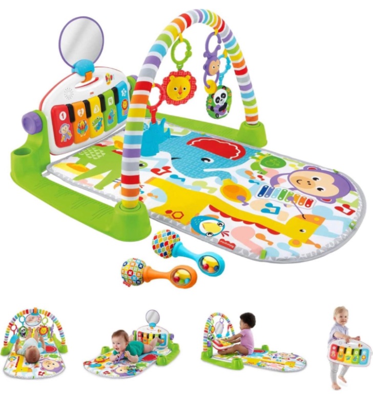 Photo 1 of Fisher-Price Baby Playmat Deluxe Kick & Play Piano Gym Learning Toy & 2 Maracas Soft Rattles for Newborn to Toddler Play Ages 0+ Months